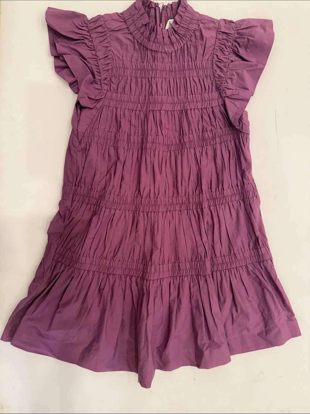 Purple Ruffled Smocked Dress